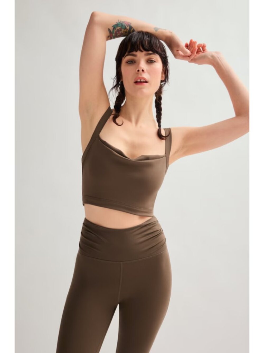 Girlfriend Collective Café Julia Cowl Neck Bra NWT Size XXL Neutral Feminine